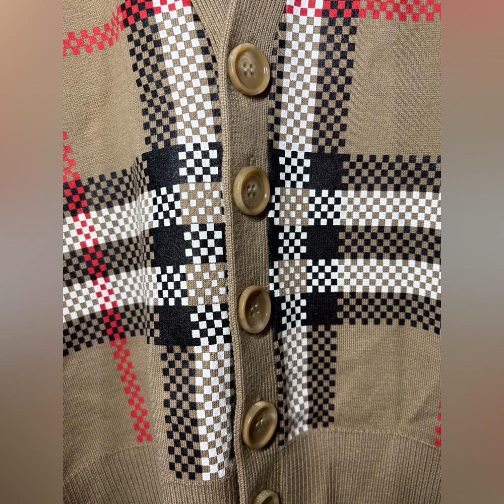 Burberry Beige Knit Top with Check Detail - Picture 2 of 6